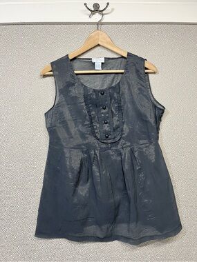 10 Vintage K. Jordan Black Tafetta Sleeveless Pleated Front Top